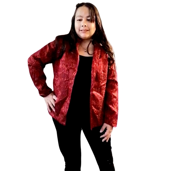 DRAPERS & DAMONS Petites WOMENS SIZE SMALL RED BLAZER JACKET - Picture 2 of 4